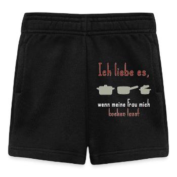 Mann kocht Spruch meine Frau - Baby Shorts - Schwarz - Vorne