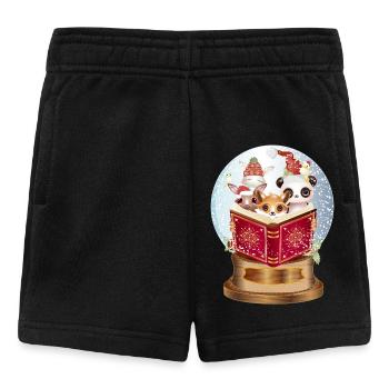 Tiere lesen in einer Schneekugel zu Weihnachten - Baby Shorts - Schwarz - Vorne