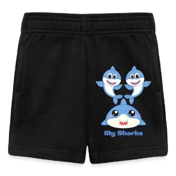 Adorable Shark Friends Cartoon Design - Baby Shorts - black - Front
