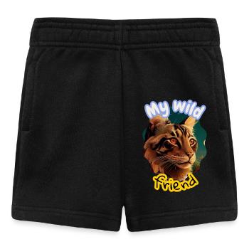 Wild Cat Friendship Illustration - Baby Shorts - black - Front