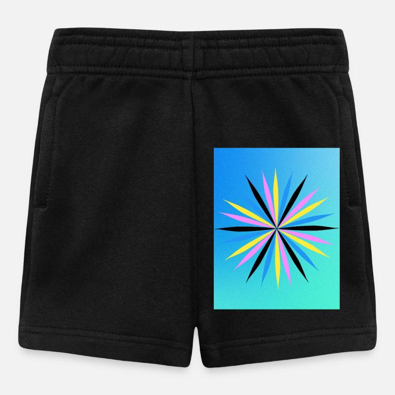 Lebendiges geometrisches Starburst-Design - Baby Shorts - Schwarz