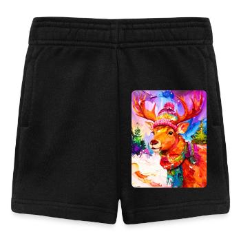Renne avec chapeau à pompon - Short Bébé - noir - Devant