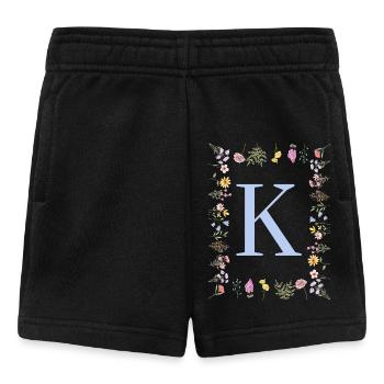 Feminin Flower Monogramm K - Baby Shorts - Schwarz - Vorne