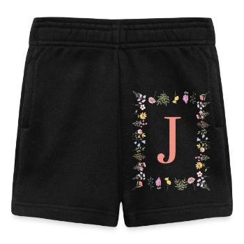 Florale Initialen "J ", Buchstaben Monogramm  - Baby Shorts - Schwarz - Vorne