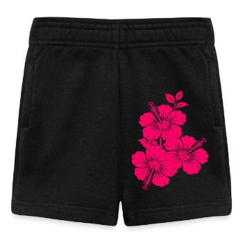 Fuchsia Pink Hibiscus Flowers - Baby Shorts - black - Front