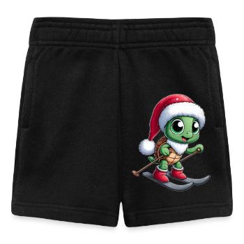 Weihnachten Schildkröte Santa Skifahrer Winterspor - Baby Shorts - Schwarz - Vorne