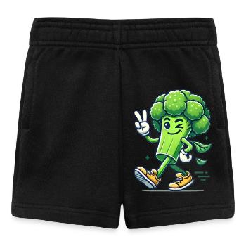 Cooles laufendes Brokkoli-Cartoon-Design - Baby Shorts - Schwarz - Vorne