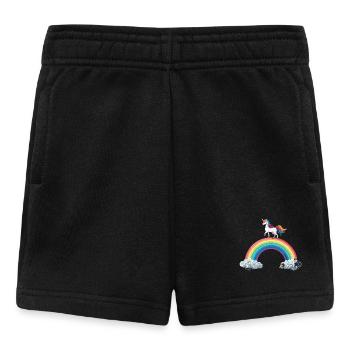 Regenbogen-Einhorn farbenfroh - Baby Shorts - Schwarz - Vorne