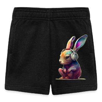 Lapin avec casque DJ - Short Bébé - noir - Devant