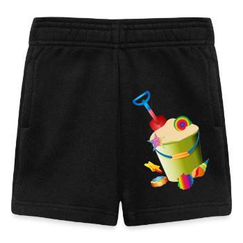Sand toys on the beach with colorful shells - Baby Shorts - black - Front
