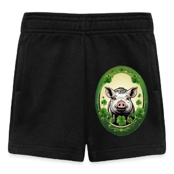 Lucky pig with shamrocks - Baby Shorts - black - Front