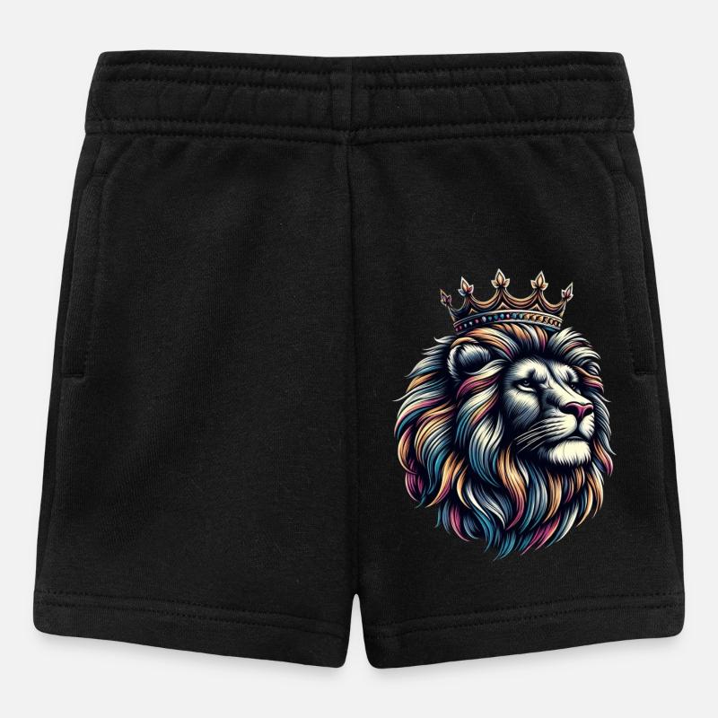Ein bunter Löwe mit einer Krone - Baby Shorts - Schwarz