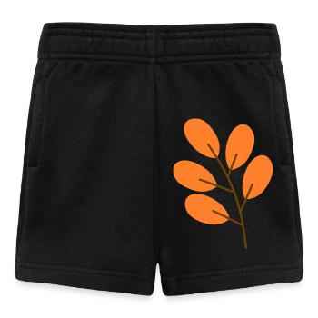 Autumnal Leaf Motif on Organic Cotton - Baby Shorts - Schwarz - Vorne