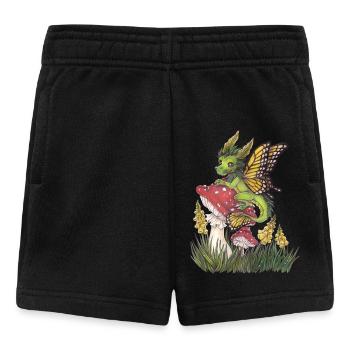 Dragon de la forêt sur champignon papillon mignon - Short Bébé - noir - Devant