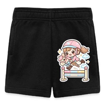 Kawaii Pony Sprung Hindernis - Baby Shorts - Schwarz - Vorne
