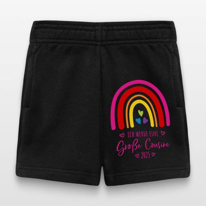 Boho Regenbogen Ich werde eine große Cousine 2025 Baby Shorts