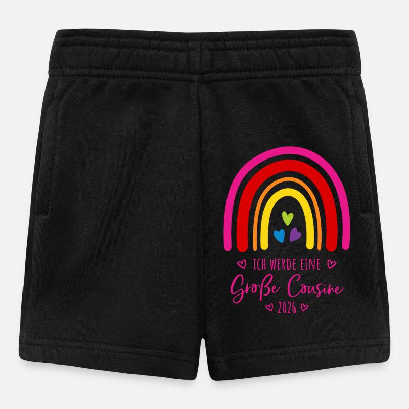 Große Cousine 2026 Regenbogen - Baby Shorts - Schwarz