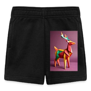 Antler Majesty: Origami Stag - Baby Shorts - black - Front