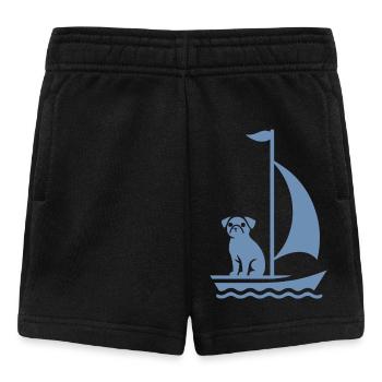 Mops im Boot Silhouette Segeln Minimalistisch - Baby Shorts - Schwarz - Vorne