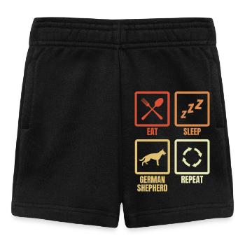 Essen Schlafen Schäferhund Wiederholen - Baby Shorts - Schwarz - Vorne