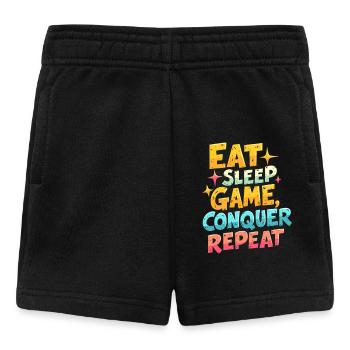 EAT, SLEEP, GAME, CONQUER, REPEAT - Baby Shorts - black - Front