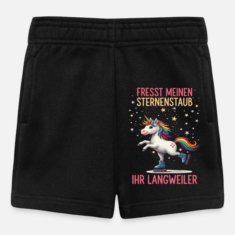 Rollschuh Einhorn - Baby Shorts - Schwarz