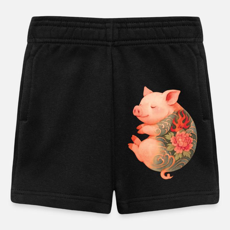 Tätowiertes Ferkel – Friedliche Tinte - Baby Shorts - Schwarz