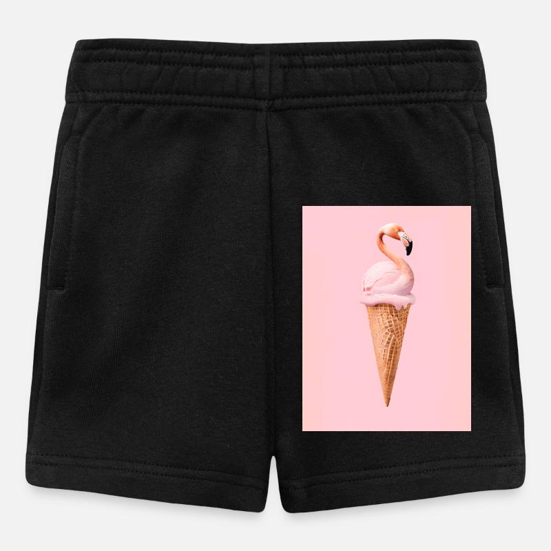 Glace Flamingo avec cornet gaufré - Short Bébé - noir