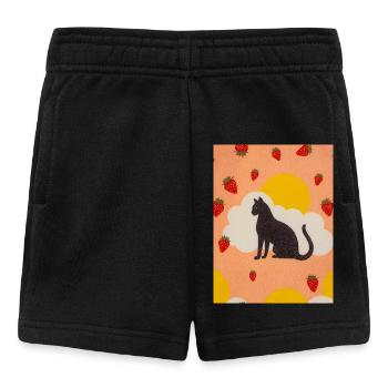 Silhouette einer Wolkenkatze in der Erdbeersonne - Baby Shorts - Schwarz - Vorne
