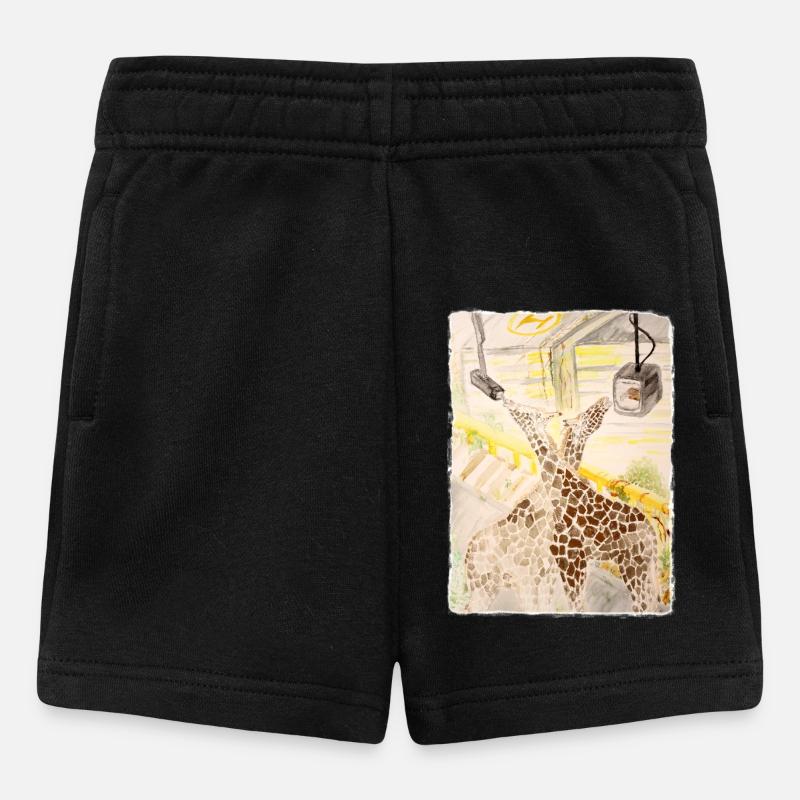 Giraffe Amid Neon Transit - Baby Shorts - black