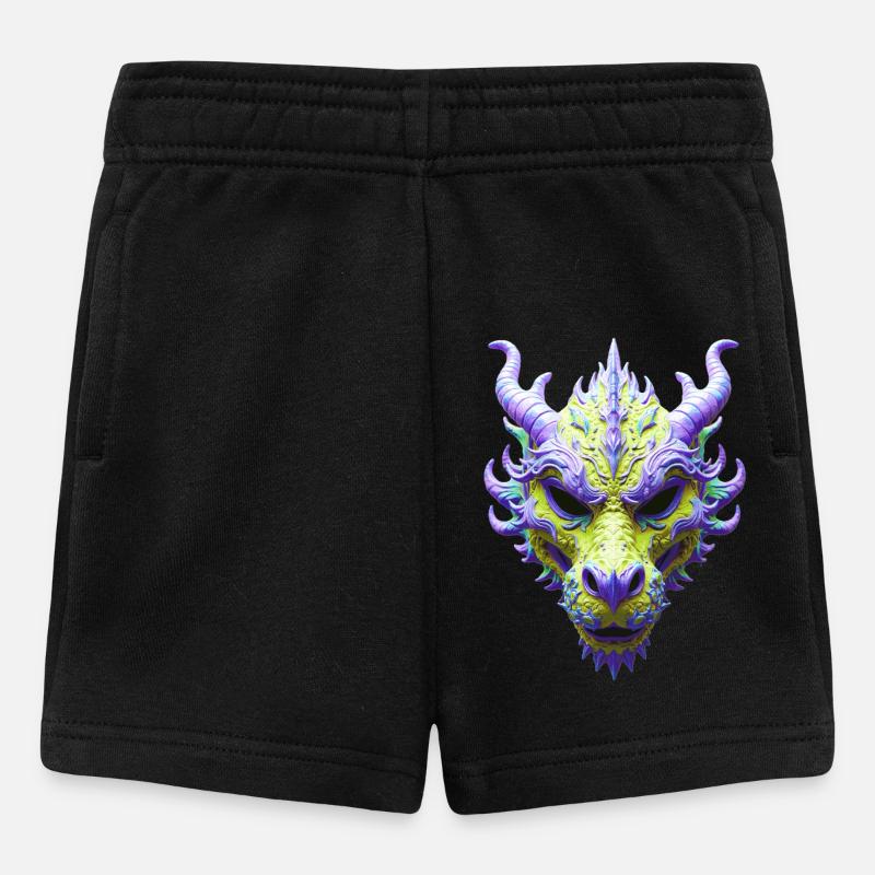 Aurora Green Dragon Mask - Baby Shorts - black