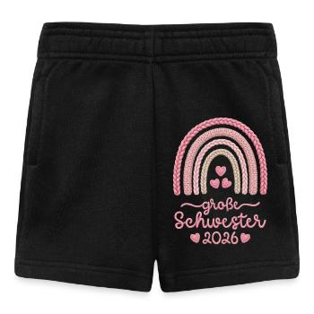 Große Schwester 2026 Regenbogen rosa Strickmuster - Baby Shorts - Schwarz - Vorne