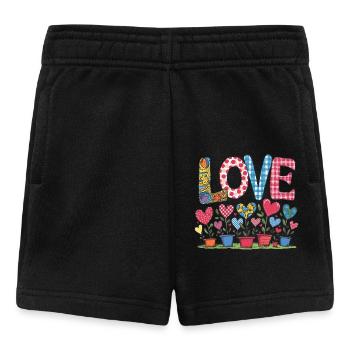 LOVE - Fleurs de coeur - Short Bébé - noir - Devant