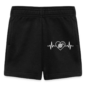 Herz Wolle Knäuel stricken - Baby Shorts - Schwarz - Vorne