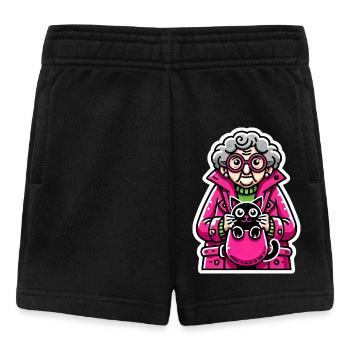 Funny Elderly Woman with Cat Design - Baby Shorts - black - Front