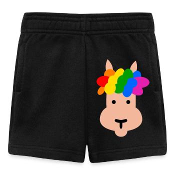 Lama avec coiffure arc-en-ciel - Short Bébé - noir - Devant