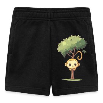 Singe suspendu à l’arbre - design de singe mignon - Short Bébé - noir - Devant
