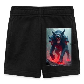 Cerberus, dreiköpfiger schwarzer Hund, leuchtende Augen - Baby Shorts - Schwarz - Vorne