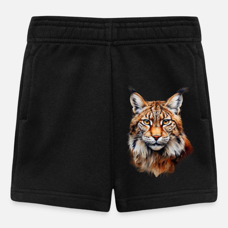 Luchs Portrait – Wildtier Design - Baby Shorts - Schwarz