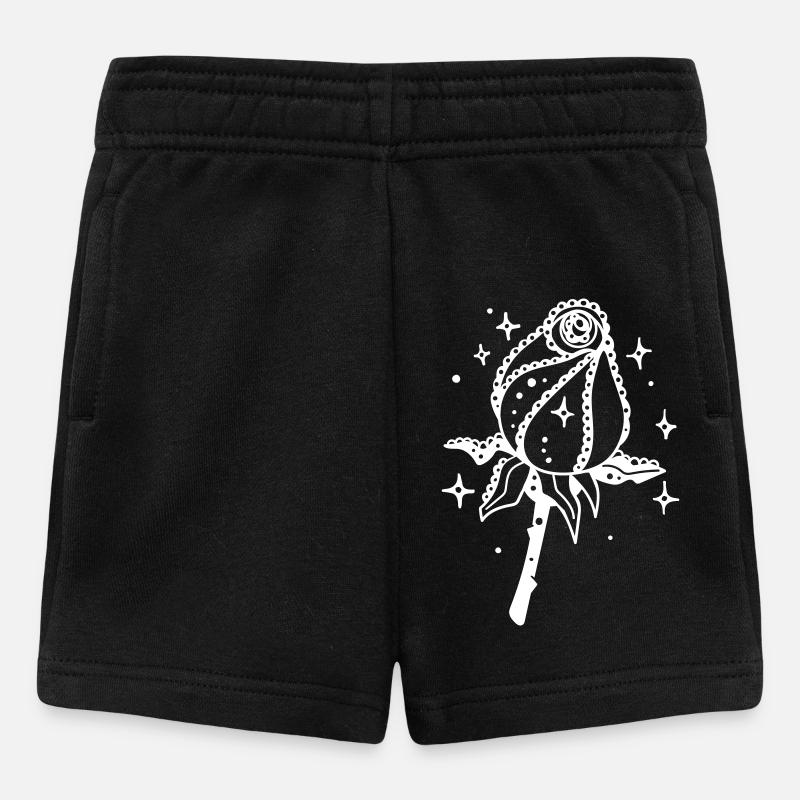 Weiße Rose mit Sternenglanz - Baby Shorts - Schwarz