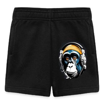Musik Affe Schimpanse Kopfhoerer als Geschenkidee - Baby Shorts - Schwarz - Vorne