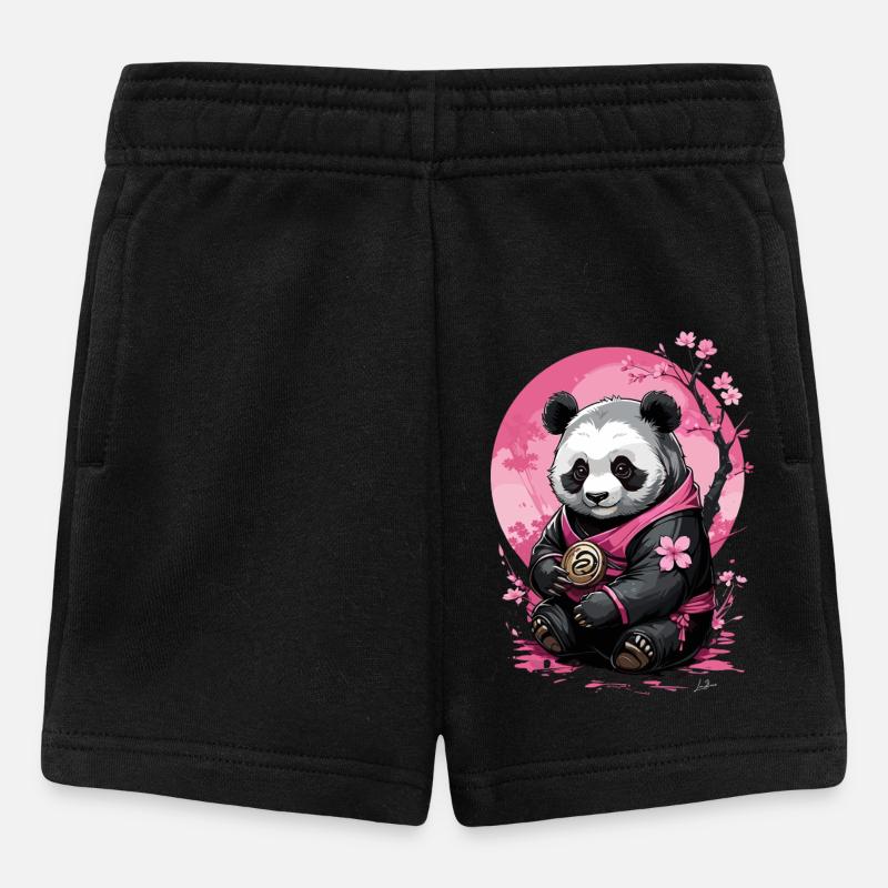 Panda rose en kimono floral - Short Bébé - noir