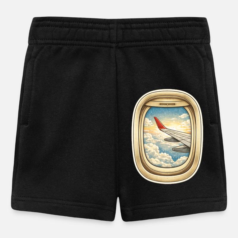 Window flight over cloud streaks - Baby Shorts - black