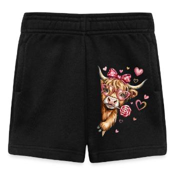 Verliebtes Hochlandrind mit Herzbrille und Lolli - Baby Shorts - Schwarz - Vorne