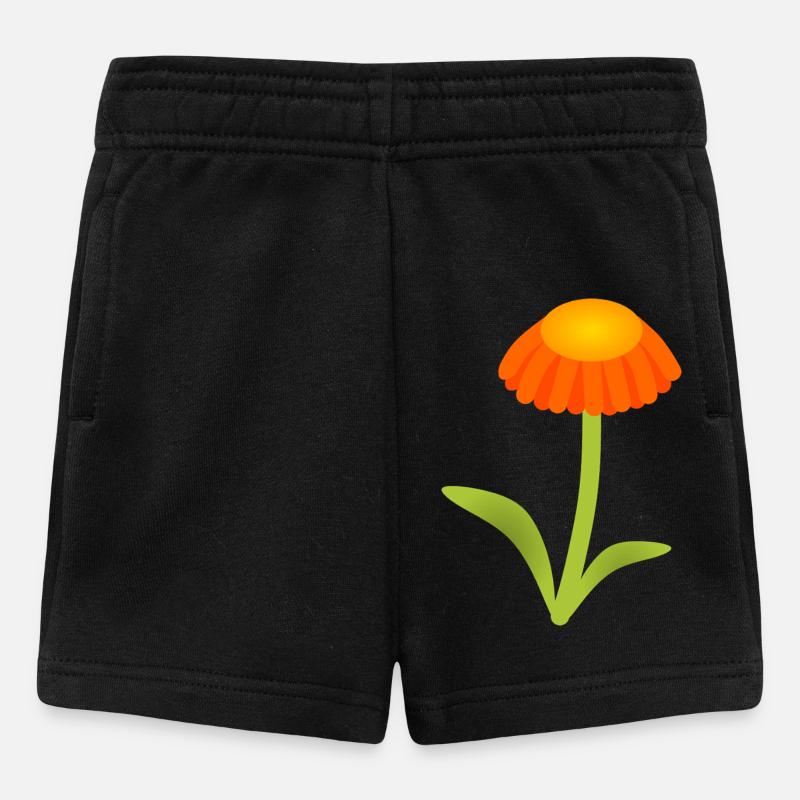 Orange Daisy on Lime Green Stem - Baby Shorts - black