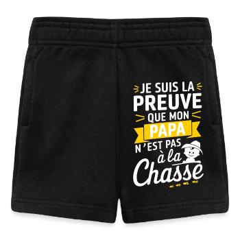 preuve que mon papa n est pas toujours à la chasse - Short Bébé - noir - Devant