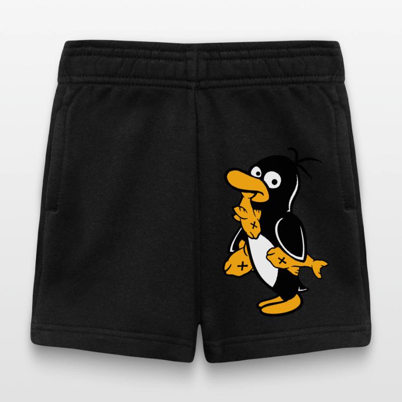 Penguin Eats Three Fish Caught Hunger Delicious Baby Shorts