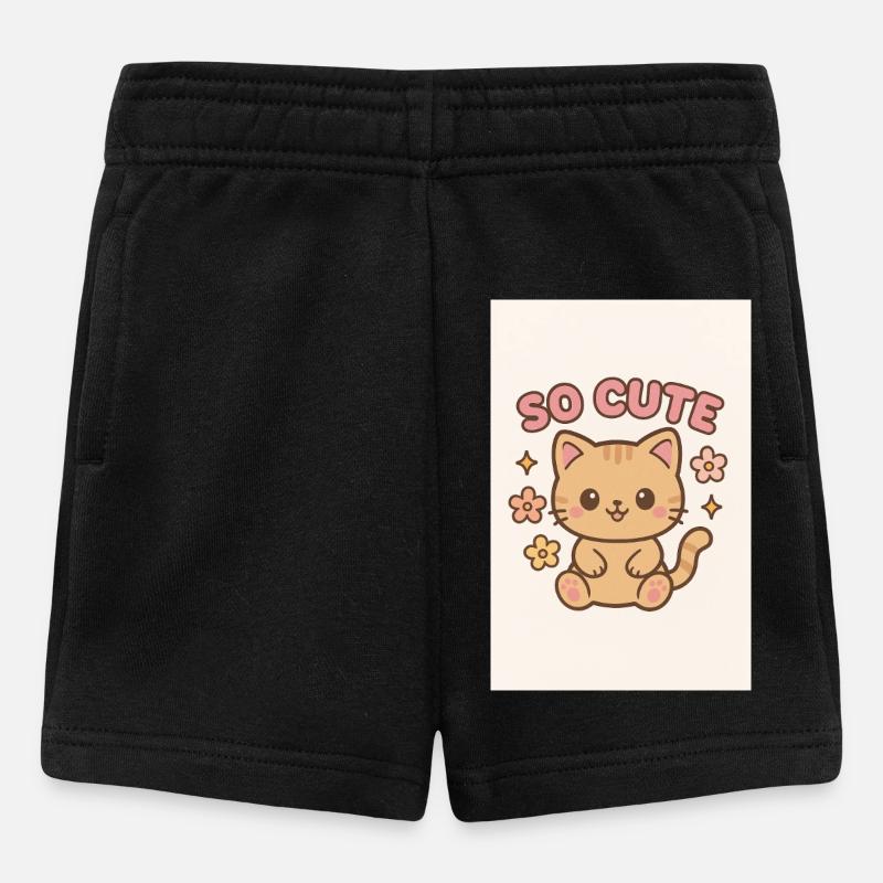 So cute kitty design - Baby Shorts - black