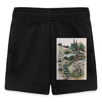 Landschaft mit Naturpfad und Wildblumen - Baby Shorts - Schwarz - Vorne