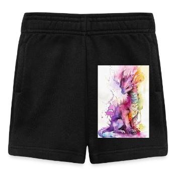 Rainbow Watercolor Dragon - Baby Shorts - black - Front